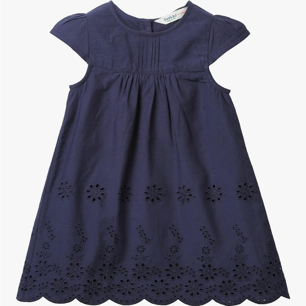 Charming Navy Eyelet Dress for Kids